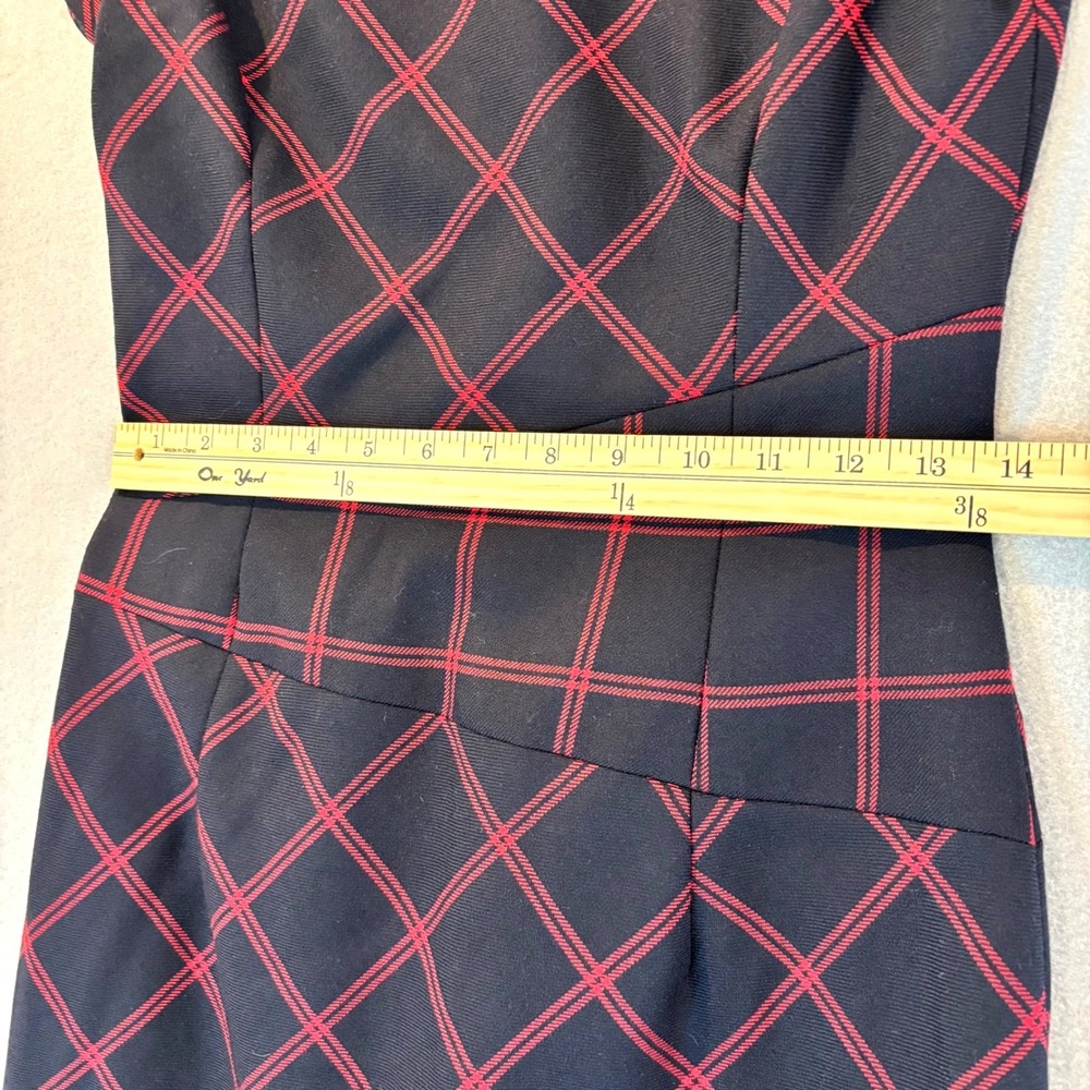 Brooks Brothers Red Fleece Navy Red Plaid Sheath Dress Short Sleeve Size 2 - Picture 9 of 11